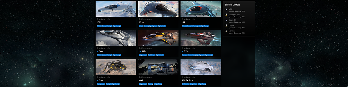 Raumschiff-Datenbank Banner